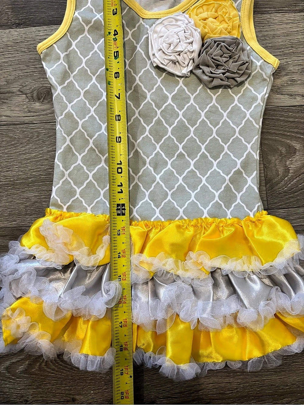 Girls XS Yellow Gray Party Boutique Party Dress - Picture 4 of 5